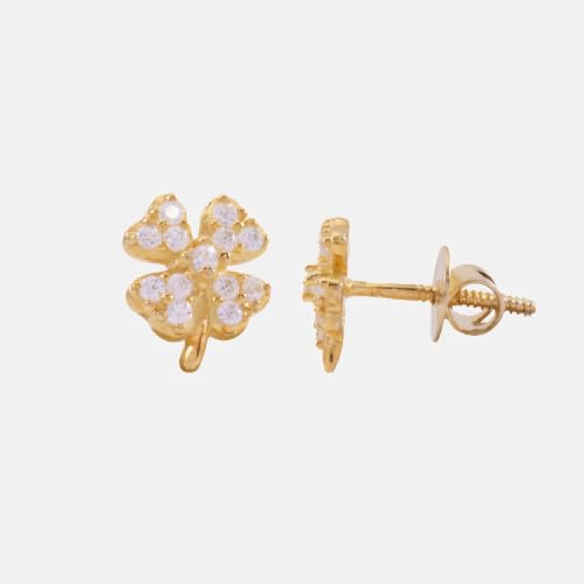 Women's 92.5 Sterling Silver Gold Blossom Stud Earrings